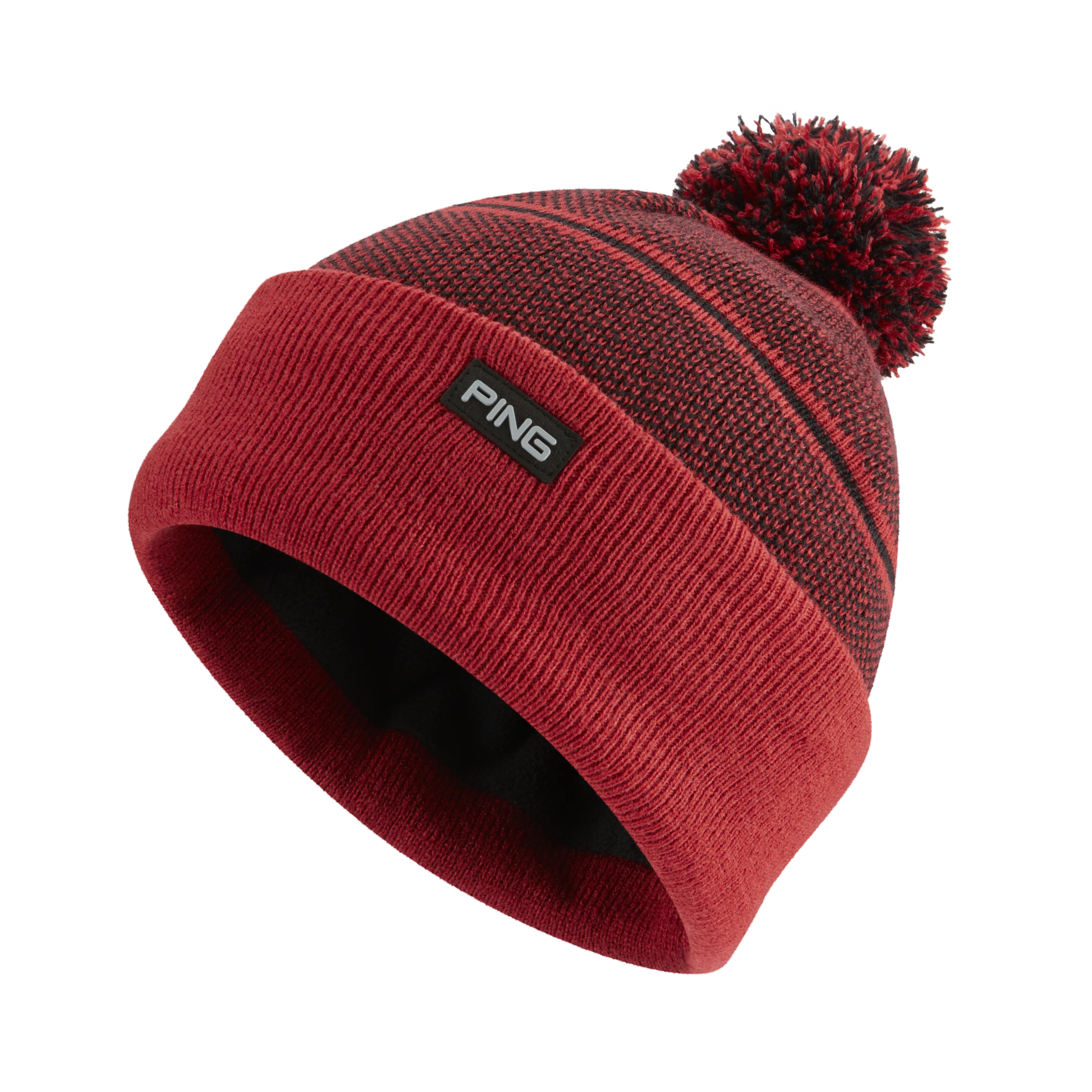PING MEN'S HEWITT BOBBLE KNIT HAT Black/Red 3 PING MEN'S HEWITT BOBBLE KNIT HAT Black/Red