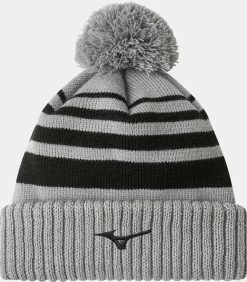 MIZUNO BREATH THERMO POM POM BEANIE GREY