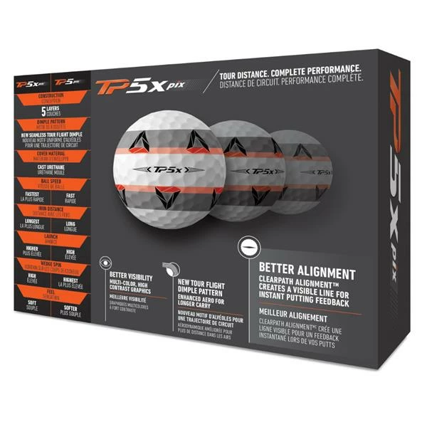 TaylorMade TP5X Pix 2.0 Golf Balls Dozen White (2 Dozen €90) 5 TaylorMade TP5X Pix 2.0 Golf Balls Dozen White (2 Dozen €90) - Image 3